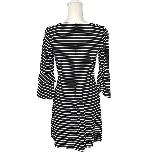 Ann Taylor Striped Ponte Flare Sleeve Dress | Size Small - Picture 10 of 12